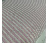 100% Cotton Seersucker Fabric Crush Stripe Costume Craft Dress Material 44" Wide by The Meter (Pink)