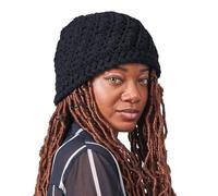 100% Cotton Skull Caps for Men, Handmade Crochet Beanies for Women, Mens & Womens Chunky Knit Cap, A Hat for All Seasons Black