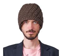 100% Cotton Skull Caps for Men, Handmade Crochet Beanies for Women, Mens & Womens Chunky Knit Cap, A Hat for All Seasons Dark Brown