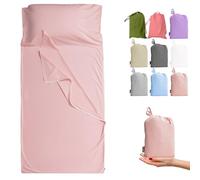 100% Cotton Sleeping Bag Liner - Sleep Sacks Adults - Camping Sheets Hotel Travel Sheets with Full Length Zipper (Single - 85x220cm, Pink)
