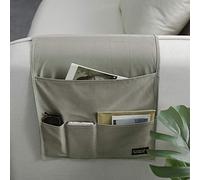100% Cotton Sofa Chair Armrest Organizer Anti-Slip Durable Couch Chair Armrest Storage Bag Bed Caddy Pockets for Cell Phone Remote Control Storage Space Saver Magazine Sunglasses Organizer Holder