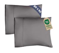 100% Cotton Standard Size Pillowcases - Open-End Design, No Envelope Closure - Ultra-Soft 400 Thread Count - Breathable, Cooling & Comfortable - 2 Luxury Hotel Pillow Covers - 50 x 75 cm (Dark Grey)