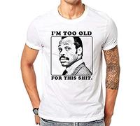 100% Cotton Summer Ink Portrait Men T Shirts Fashion I'm Too Old for This Shit Letter Man Short Sleeve Tops Tees Clothes White XL