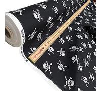 100% Cotton Superior Poplin Fabric in a Skull Cross Bone Pattern 45" Wide (Skull Cross Bone 100% Cotton) (ONE METRE)