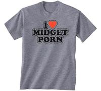100% Cotton T-Shirts Men's Funny Tees I Love Midget Porn T Shirt Novelty Tops for Adult Gift Clothes Grey 3XL Grey M