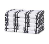 100% Cotton Tea Towel - Black Basketweave Stripe Pattern, Pack of 5 | Kitchen Towel Set | Absorbent, Strong, Quick Dry & Machine Washable | For Home Decor & Bathroom Accessories