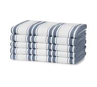 100% Cotton Tea Towel - Blue Basketweave Stripe Pattern, Pack of 5 | Kitchen Towel Set | Absorbent, Strong, Quick Dry & Machine Washable | for Home Decor & Bathroom Accessories