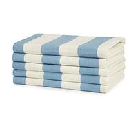 100% Cotton Tea Towel - Blue Stripe Patterned, Pack of 5 | Cornwall Chic Kitchen Towel Set | Absorbent, Strong, Quick Dry & Machine Washable | for Home Decor & Bathroom Accessories
