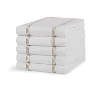 100% Cotton Tea Towel - Cappuccino Grey Pin Stripe Pattern, Pack of 5 | Kitchen Towel Set | Absorbent, Strong, Quick Dry & Machine Washable | Home & Bathroom Accessories