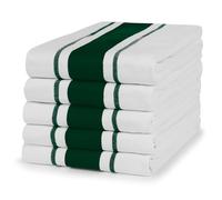 100% Cotton Tea Towel - Forest Green Stripe Pattern, Pack of 5 | Kitchen Towel Set | Absorbent, Strong, Quick Dry & Machine Washable | Home & Bathroom Accessories