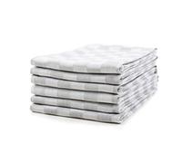 100% Cotton Tea Towel - Grey Chequered Pattern, Pack of 6 | Kitchen Towel Set | Absorbent, Strong, Quick Dry & Machine Washable | for Home Decor & Bathroom Accessories