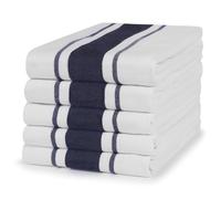 100% Cotton Tea Towel - Midnight Blue Stripe Pattern, Pack of 5 | Kitchen Towel Set | Absorbent, Strong, Quick Dry & Machine Washable | Home Decor & Bathroom Accessories