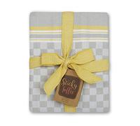 100% Cotton Tea Towel - Mustard Grey Chequered Pattern, Pack of 5 | Kitchen Towel Set | Absorbent, Strong, Quick Dry & Machine Washable | For Home Decor & Bathroom Accessories