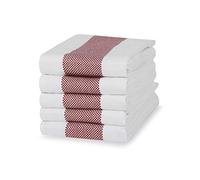 100% Cotton Tea Towel - Red Mini Chequered Pattern, Pack of 5 | Kitchen Towel Set | Absorbent, Strong, Quick Dry & Machine Washable | for Home Decor & Bathroom Accessories