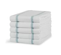 100% Cotton Tea Towel - Teal Pin Stripe Pattern, Pack of 5 | Kitchen Towel Set | Absorbent, Strong, Quick Dry & Machine Washable | Home & Bathroom Accessories