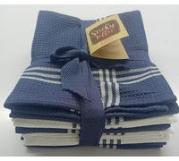 100% Cotton Tea Towels - Pack of 5 Waffle Blue & White | Kitchen Towel Set | Absorbent, Strong, Quick Dry & Machine Washable | Home Decor & Bathroom Accessories
