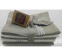 100% Cotton Tea Towels - Pack of 5 Waffle Cappuccino Grey & White| Kitchen Towel Set | Absorbent, Strong, Quick Dry & Machine Washable | Home Decor & Bathroom Accessories