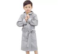100% Cotton Toddler Hooded Bathrobe, Soft Lightweight Waffle Robe for Kids, Ages 4-12