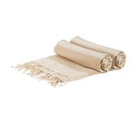 100% Cotton Towel Striped Turkish Style Blanket Bath Sheet - 170 x 90cm (x2) Nicola Spring Beige Bath Towel