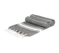 100% Cotton Towel Striped Turkish Style Blanket Bath Sheet - 170 x 90cm (x2) Nicola Spring Charcoal Bath Towel