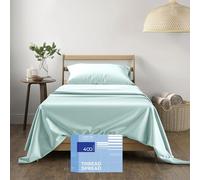 100% Cotton Twin Size Sheet Set - 3 Piece Set - Hotel Luxury Bed Sheets - Deep Pockets - Easy Fit - Sateen Weave Breathable & Cooling Sheets - 400 Thread Count Seafoam Bed Sheets - Twins Sheets