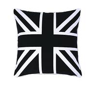 100% Cotton Union Jack/British Flag Design Cushion Cover, Sofa Case Couch Pillow for Home Décor Size 18''x18'' (Black&White, 18''x18'')