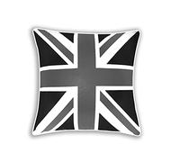 100% Cotton Union Jack/British Flag Design Cushion Cover, Sofa Case Couch Pillow for Home Décor Size 18''x18'' (Black&Grey, 18''x18'')