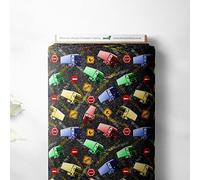 100% Cotton Vehicles Tractors Novelty Printed Design Quilting Kids Craft Dress Quality Sewing Premium Fabric Material | 55" - 140 cm Wide (per Fat Quarter, Truckers)