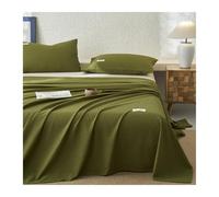100% Cotton Waffle Bed Sheet SetSoft Breathable Flat Top Sheet for Twin Full Queen KingCozy Dark Green 240x250cmPerfect for All Seasons