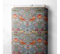 100% Cotton William Morris Strawberry Thief Printed Design Quilting Craft Dress Quality Sewing Fabric Material | 55" - 140 cm Wide (per Metre, Azure)
