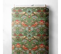 100% Cotton William Morris Strawberry Thief Printed Design Quilting Craft Dress Quality Sewing Fabric Material | 55" - 140 cm Wide (per Metre, Sage)