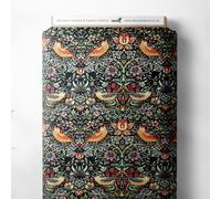 100% Cotton William Morris Strawberry Thief Printed Design Quilting Craft Dress Quality Sewing Fabric Material | 55" - 140 cm Wide (per Metre, Ebony)