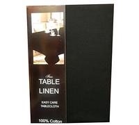 100% Cotton Wipeable Linen Look Table Cloths, Water Repellent Fabric Effect Table Linens (54" x 72" (138cm x 183cm), Black)