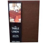100% Cotton Wipeable Linen Look Table Cloths, Water Repellent Fabric Effect Table Linens (54" x 90" (138cm x 229cm), Chocolate Brown)