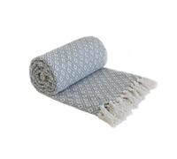 100% Cotton Woven Diamond Geometric Scandi Sofa / Bed Throw in 4 colours 3 Sizes