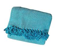 100% Cotton Woven Herringbone Chair Sofa Settee Bed Throw Living room Soft Sofa Luxury Couch Decor New Attractive Teal Natural Colors in 6 Sizes (Single 178cm x 254cm (70"x100"))