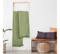 100% Cotton Woven Herringbone Chair Sofa Settee Bed Throw Living room Soft Sofa Luxury Couch Decor New Attractive Sage Green Color in 6 Sizes (Single 178cm x 254cm (70"x100"))