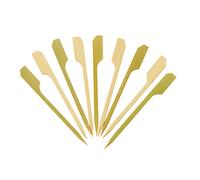 [100 Count] 3.5 Inch - 9cm Bamboo Wooden Paddle Picks Skewers for Cocktails, Appetizers, Fruits, and Sandwiches