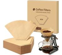 100 Count #4 Cone Coffee Filters, Unbleached Natural Paper Coffee Filters Compatible with Ninja, Cuisinart, Hamilton Beach & Most 8-12 Cup American Coffee Makers，#4 Disposable Pour Over Filter Paper