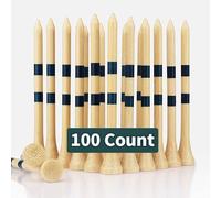 100 Count,70mm2 3/4" Eco-friendly Bamboo Golf Tees,Biodegradable Golf Tees,Dual line height markings,Ultra Stable Base,Curved Top,Strong & Sustainable Bamboo Tees, Golf Gifts for Men,Golf accessories