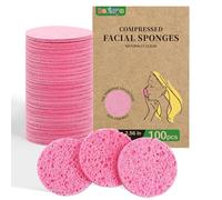 100-Count Compressed Facial Sponges, Natural Cellulose Face Sponges for Cleansing, Exfoliating, Washing face, Makeup Removal, and Spa Use - Travel Skincare Essentials for Women