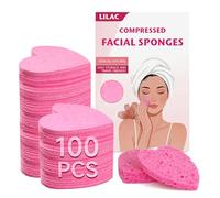 100 Count Compressed Pink Facial Sponges | 100% Natural Cellulose Eco-Friendly Makeup Sponges for Gentle Cleansing, Exfoliating & Stubborn Makeup Removal | Travel & Home Beauty Essentials for Women