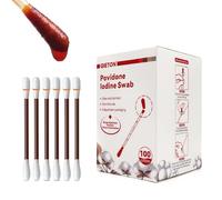 100-count Disposable Povidone Iodine Swabs, Iodine Cotton swabs, Iodine swabsticks, Wound Care Solution, Gentle Care and Emergency Care for The Whole Family.