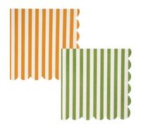 100 Count Fall Sage Green and Orange Striped Paper Napkins