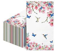 100 Count Flower Birds Disposable Hand Towels Paper for Bathroom Guests - Spring Theme Holiday Party Supplies