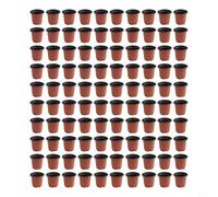 100 Count Lightweight Plastic Plant Pots for Starting and Transplanting with Elevated Perforated Bottom to Prevent Waterlogging and Promote Aeration (100)