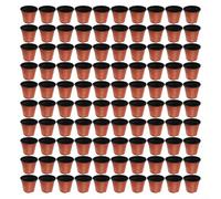 100 Count Lightweight Plastic Plant Pots for Starting and Transplanting with Elevated Perforated Bottom to Prevent Waterlogging and Promote Aeration (110#)