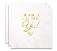 100 Count of "He Asked…She Said Yes" Paper Napkins for Engagement Party Bridal Shower Wedding Decoration