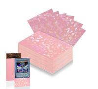 100 Count Pink Card Sleeves for Trading Cards, Perfect Fit Shiny MTG Card Sleeves, Holographic Card Sleeve Fit for Magic, Photocard, TCG, Baseball/Sports Cards, Yugioh Card, Game Card 66 * 91 mm