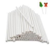 100-Count White Paper Lollipop Sticks - 3-Inch Splinter-Free Sticks for Cake Pops, DIY Desserts, and Candy Making - Safe & Durable for All Your Sweet Creations